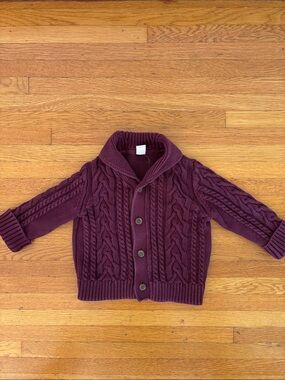GAP Kids Cable Knit Shawl Collar Cardigan - Plum